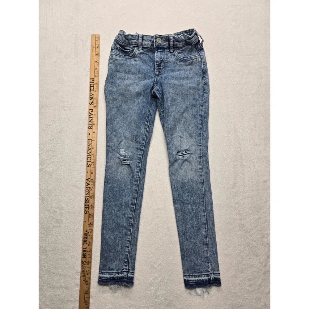 Gap Kids Stretch Jegging Distressed Medium Wash Blue Denim Jeans Size 8